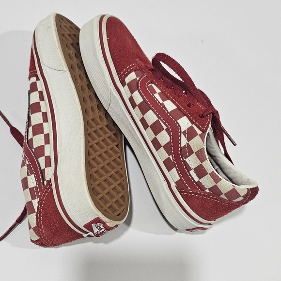 Vans Kids Size 13 Boy Girl Red Checkered Suede Sneakers - Picture 7 of 11